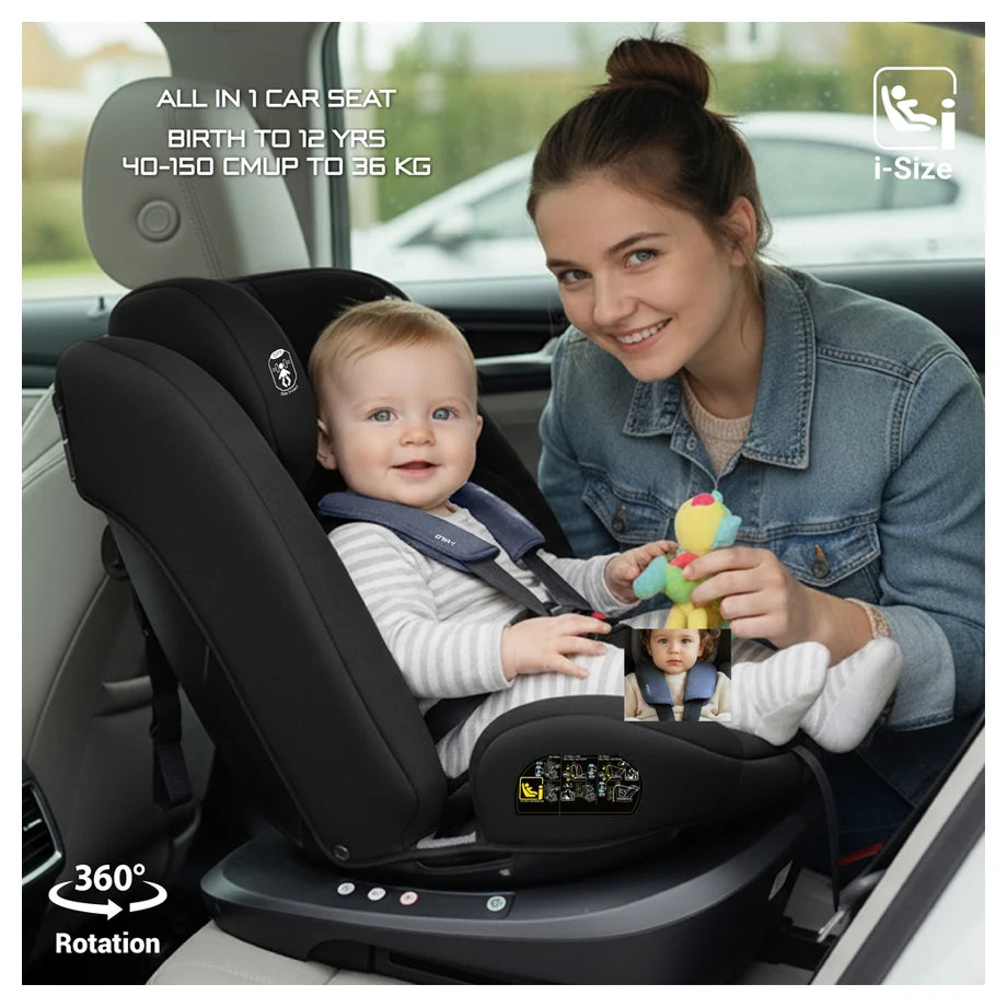 Neobreez I-Vilo 360 Degree Isofix I-Size Car Seat (Black/Grey)