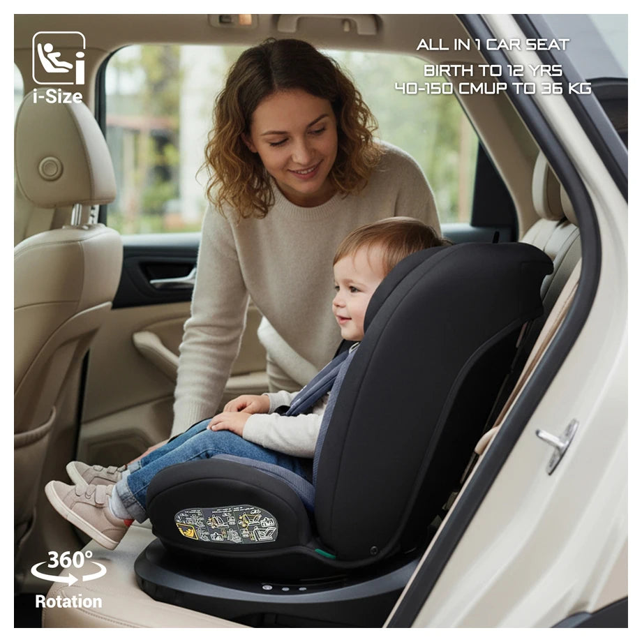Neobreez I-Vilo 360 Degree Isofix I-Size Car Seat (Black/Grey)