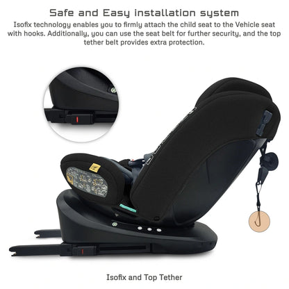 Neobreez I-Vilo 360 Degree Isofix I-Size Car Seat (Black/Grey)
