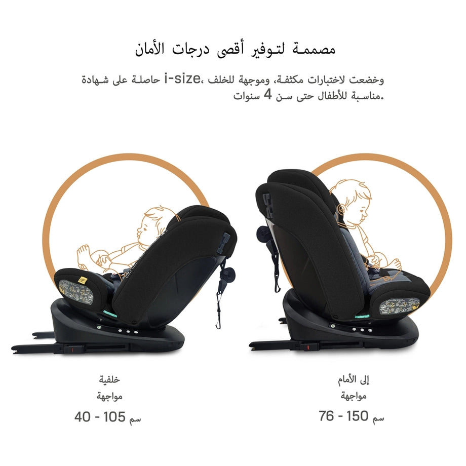 Neobreez I-Vilo 360 Degree Isofix I-Size Car Seat (Black/Grey)
