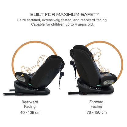 Neobreez I-Vilo 360 Degree Isofix I-Size Car Seat (Black/Grey)