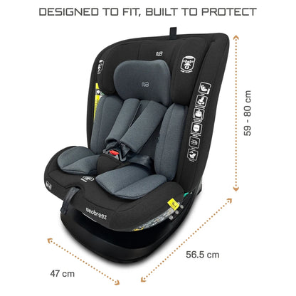 Neobreez I-Vilo 360 Degree Isofix I-Size Car Seat (Black/Grey)