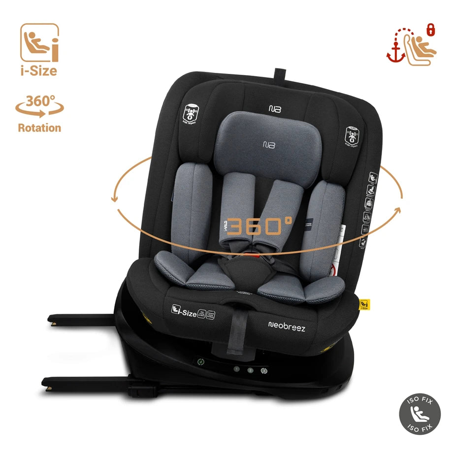 Neobreez I-Vilo 360 Degree Isofix I-Size Car Seat (Black/Grey)