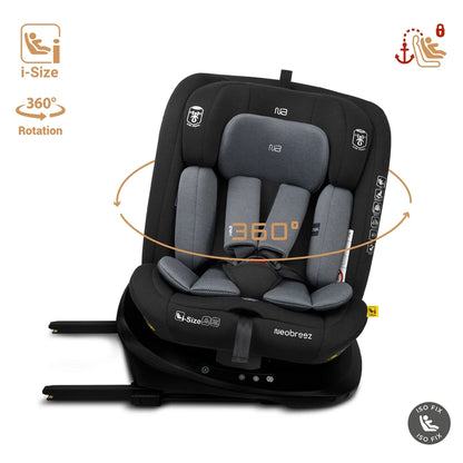 Neobreez I-Vilo 360 Degree Isofix I-Size Car Seat (Black/Grey)