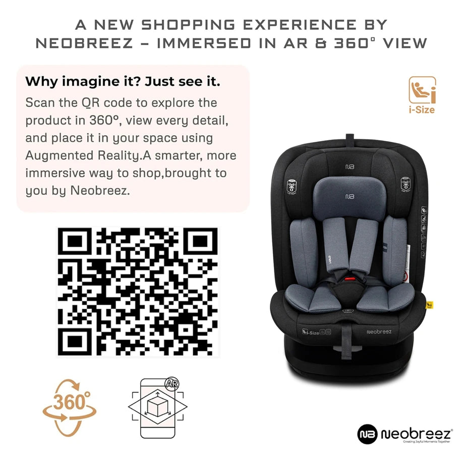 Neobreez I-Vilo 360 Degree Isofix I-Size Car Seat (Black/Grey)