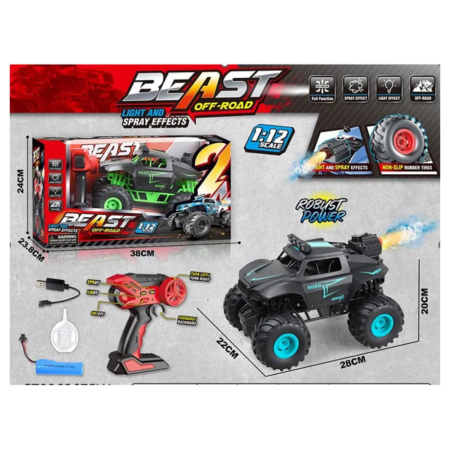 Ssquare Beast Monster Truck 1:12 2.4GHz RC with Smoke (Red Edition)