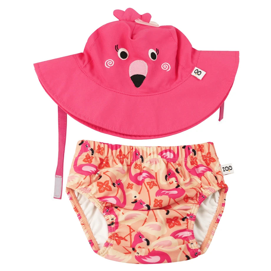 Zoocchini Baby Swim Diaper & Sun Hat Set Franny The Flamingo