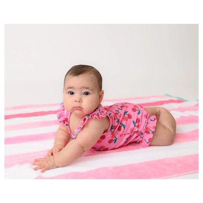 Zoocchini Ruffled Swimsuit UPF 50+ Easy Snap Crotch Cherry