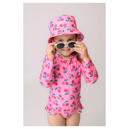 Zoocchini Girls Long Sleeve Swimsuit UPF 50+ Cherry