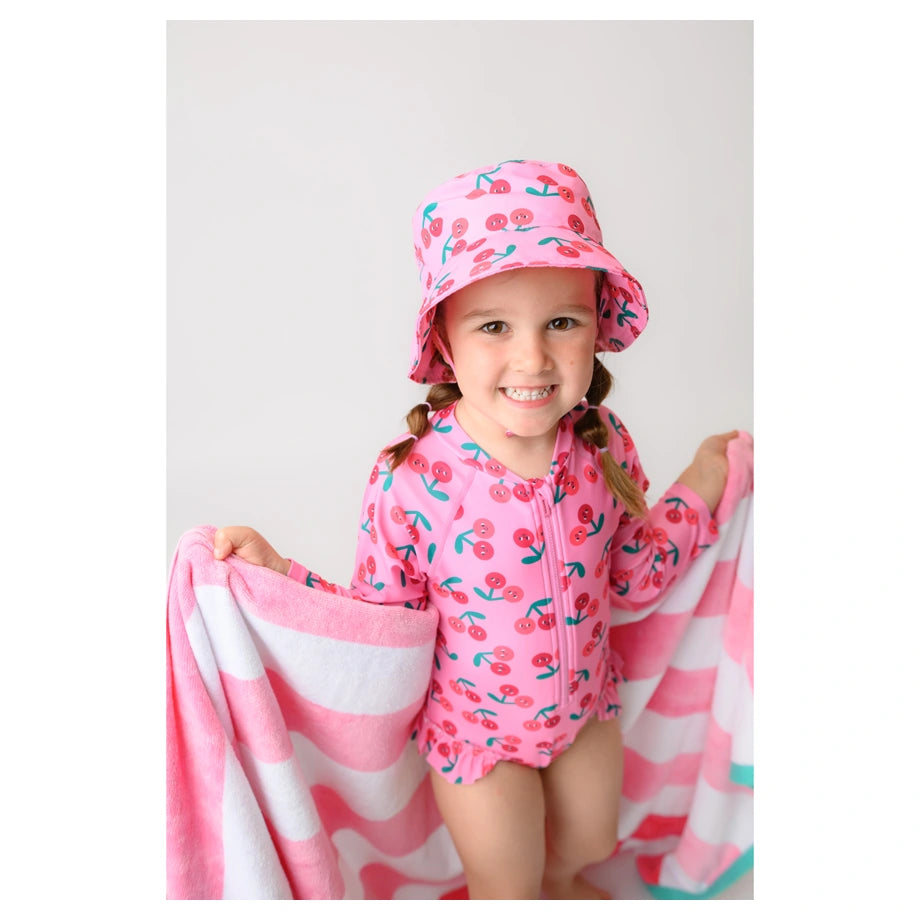 Zoocchini Girls Long Sleeve Swimsuit UPF 50+ Cherry