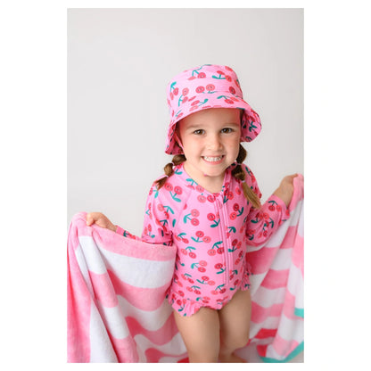 Zoocchini Girls Long Sleeve Swimsuit UPF 50+ Cherry