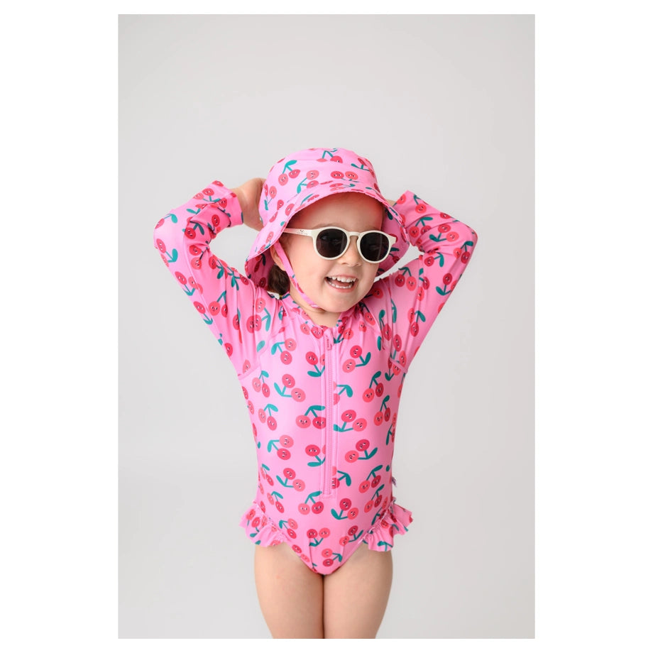 Zoocchini Girls Long Sleeve Swimsuit UPF 50+ Cherry