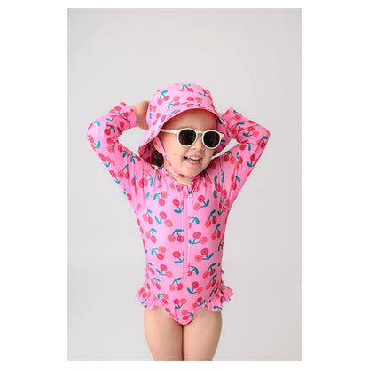 Zoocchini Girls Long Sleeve Swimsuit UPF 50+ Cherry