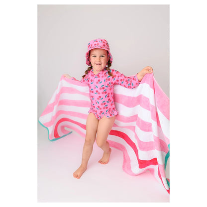 Zoocchini Girls Long Sleeve Swimsuit UPF 50+ Cherry