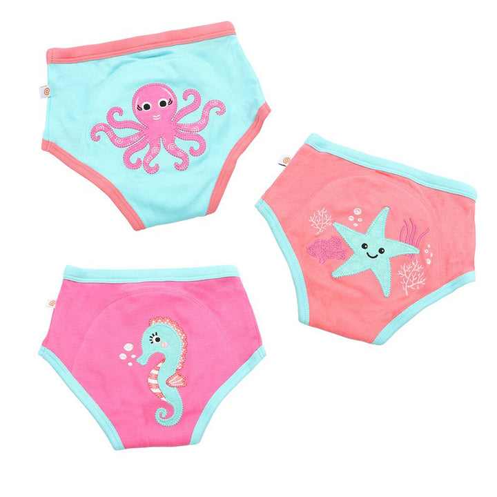 Zoocchini 3 Piece Organic Potty Training Pants Set 2T/3T Girls (Ocean Gals)