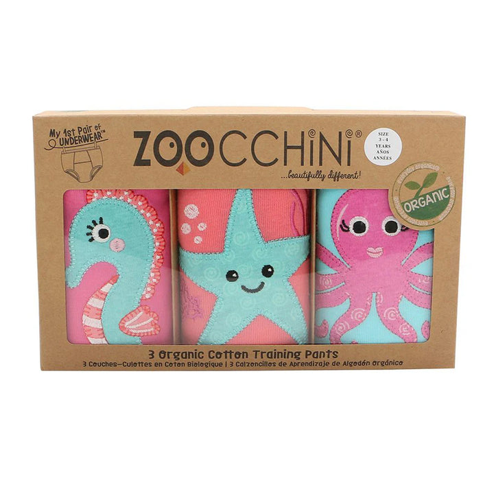 Zoocchini 3 Piece Organic Potty Training Pants Set 2T/3T Girls (Ocean Gals)