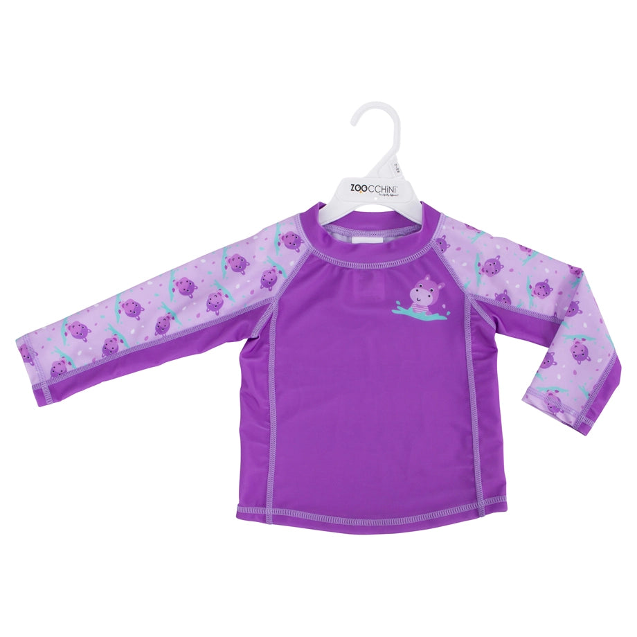 Zoocchini Baby Swim Set Rashguard Top, Swim Diaper & Sun Hat Hippo