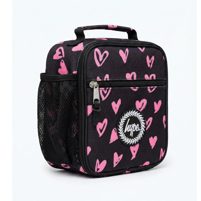 HYPE Insulated Kids Lunch Bag (Black Pink Scribble Heart)