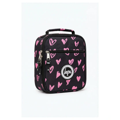 HYPE Insulated Kids Lunch Bag (Black Pink Scribble Heart)