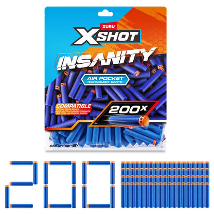 ZURU X-Shot Insanity S1 Dart Refill (200 Pcs) Foil Bag, (6Pcs)