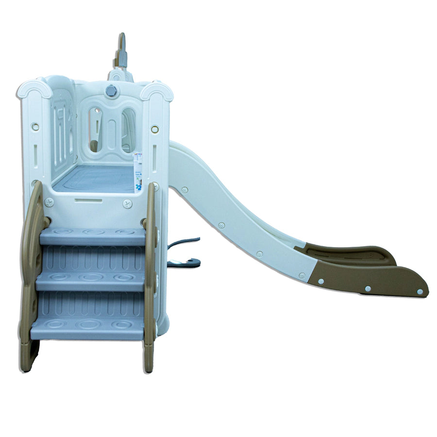 Little Toddler Playground With Climber Upper Deck Lower Storage Drawing Board Slide And Height Adjust Swing Set (Cofee-Off White)