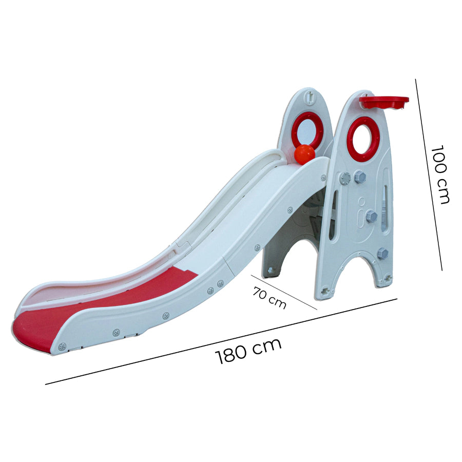 Little Toddler Medium Size Slide With Basketball Hoop (Light Red-White)