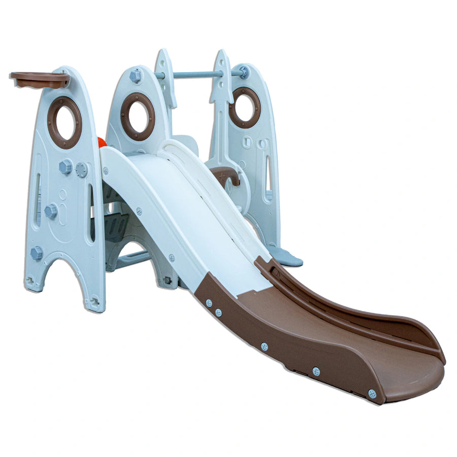 ملعب للأطفال الصغار مع منزلق قابل لتعديل الارتفاع وحلقات كرة سلة (لون القهوة الأبيض) ملعب للأطفال الصغار مع منزلق قابل لتعديل الارتفاع وحلقات كرة سلة (لون القهوة الأبيض)