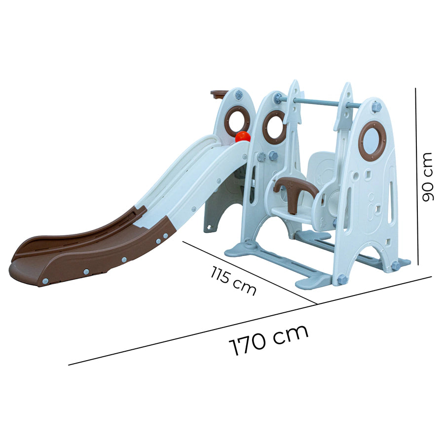 ملعب للأطفال الصغار مع منزلق قابل لتعديل الارتفاع وحلقات كرة سلة (لون القهوة الأبيض) ملعب للأطفال الصغار مع منزلق قابل لتعديل الارتفاع وحلقات كرة سلة (لون القهوة الأبيض)