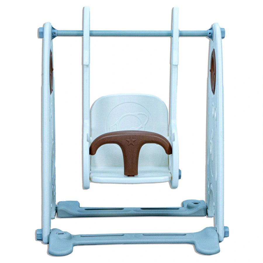 Little Toddler Playground With Slide Height Adjust Swing Basketball Hoop (Coffee-White)
