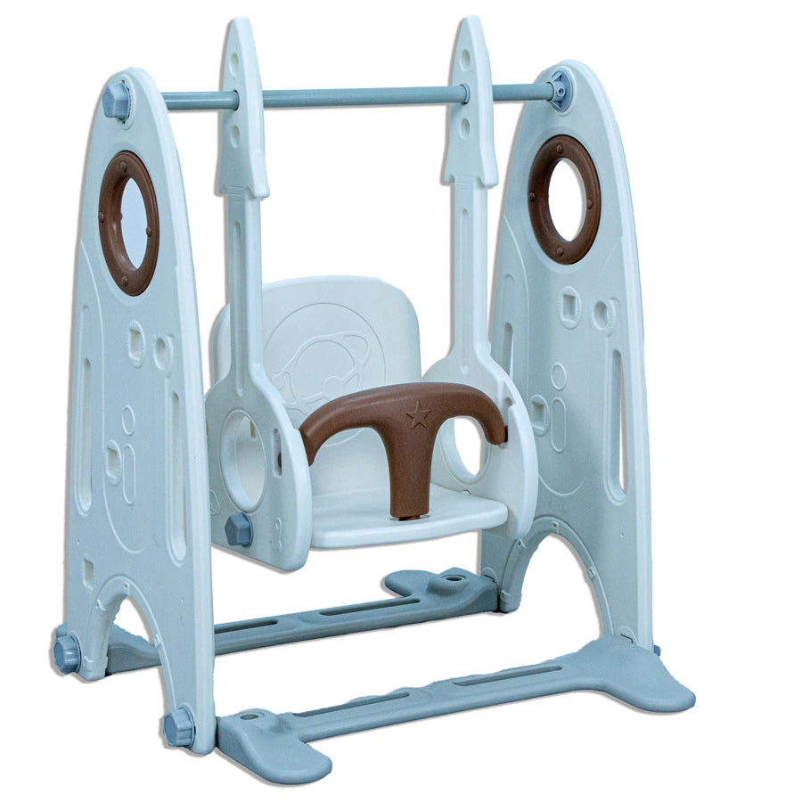 Little Toddler Playground With Slide Height Adjust Swing Basketball Hoop (Coffee-White)