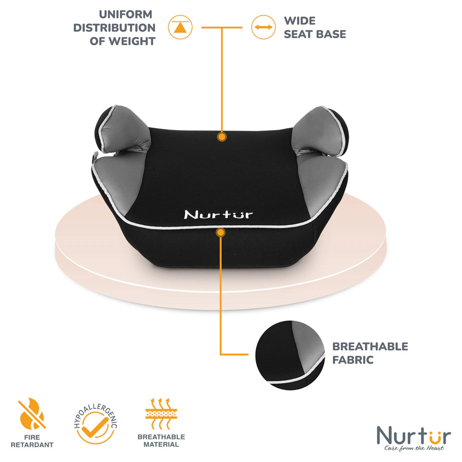 Nurtur Nova Kids Booster Car Seat with Easy Installation (Grey)