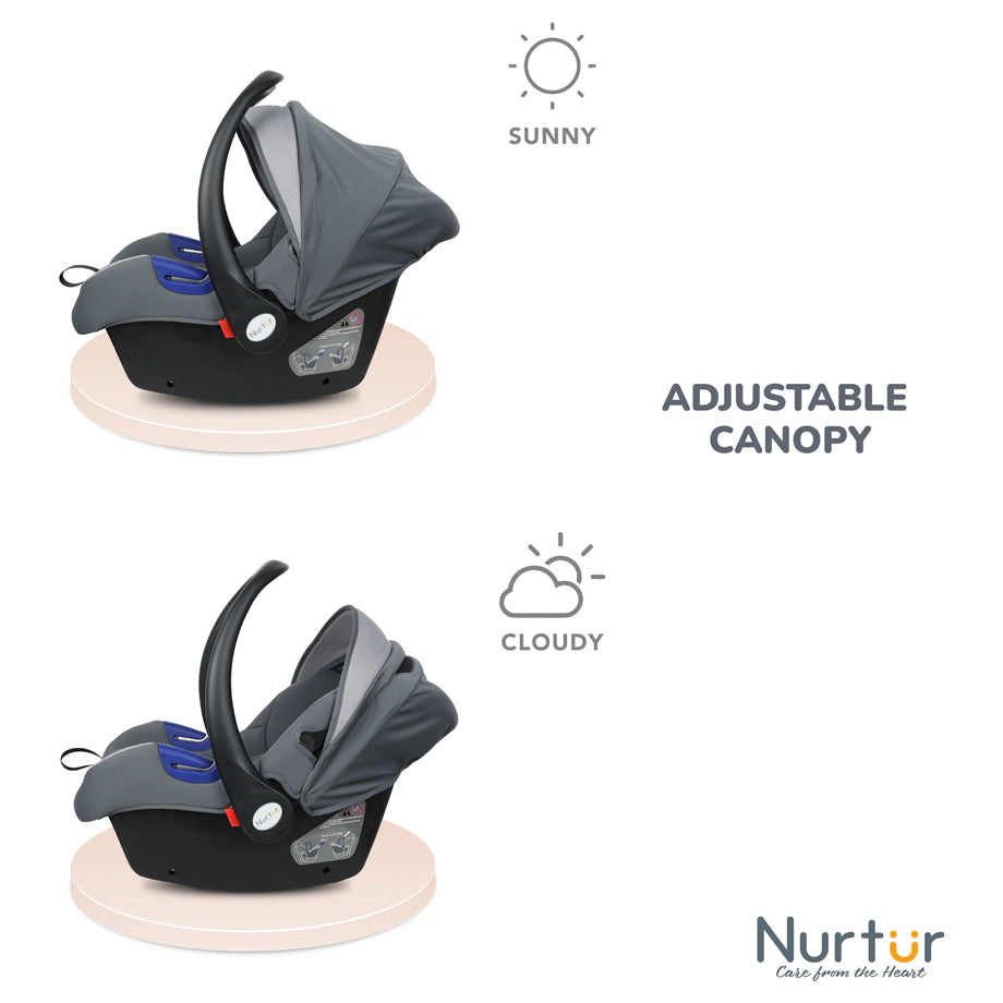 Nurtur Nemo Baby Carrier with Adjustable Canopy & Handle (Grey)