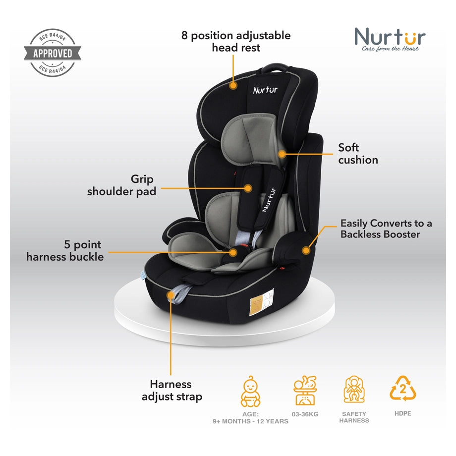 Nurtur Baby Car Seat (Black Grey)