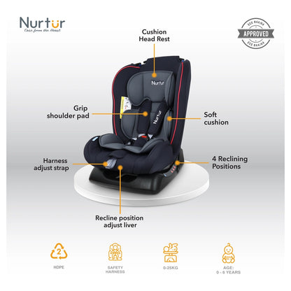 Nurtur Baby Car Seat (Black /Grey)