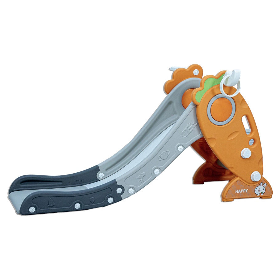 Little Toddler Small Size Slide With Basketball Hoop (Orange-Grey)