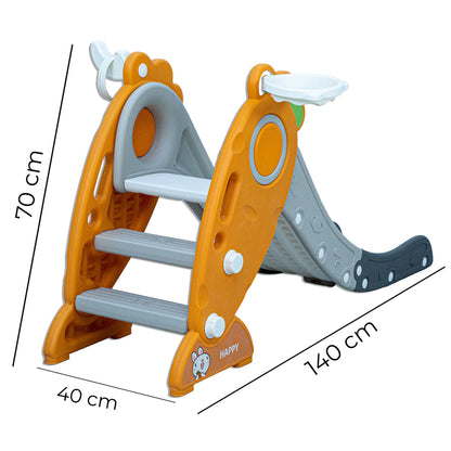 Little Toddler Small Size Slide With Basketball Hoop (Orange-Grey)