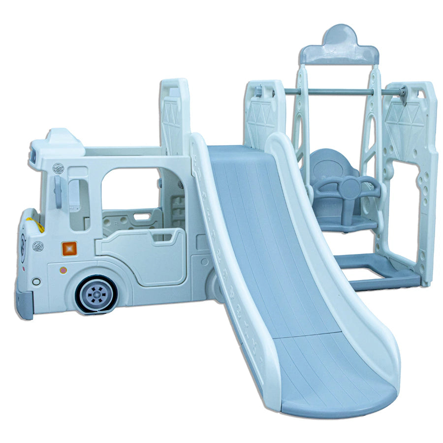 حافلة 3 في 1 للأطفال الصغار مع أرجوحة قابلة لتعديل الارتفاع (أبيض ورمادي) حافلة 3 في 1 للأطفال الصغار مع أرجوحة قابلة لتعديل الارتفاع (أبيض ورمادي)