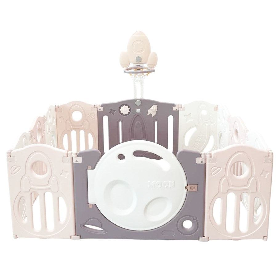 حظيرة لعب قابلة للطي للأطفال الصغار مع حلقة كرة سلة - 120x160x63 سم حظيرة لعب قابلة للطي للأطفال الصغار مع حلقة كرة سلة - 120x160x63 سم