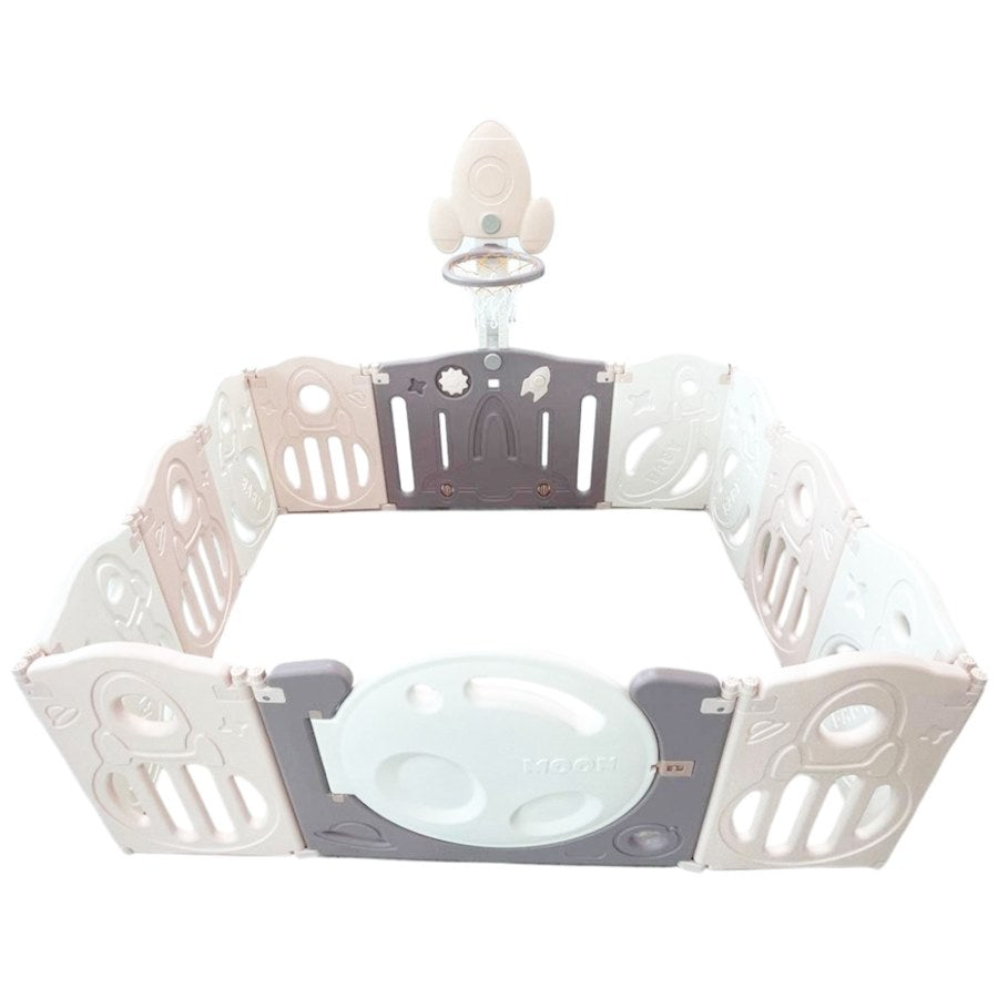 حظيرة لعب قابلة للطي للأطفال الصغار مع حلقة كرة سلة - 120x160x63 سم حظيرة لعب قابلة للطي للأطفال الصغار مع حلقة كرة سلة - 120x160x63 سم