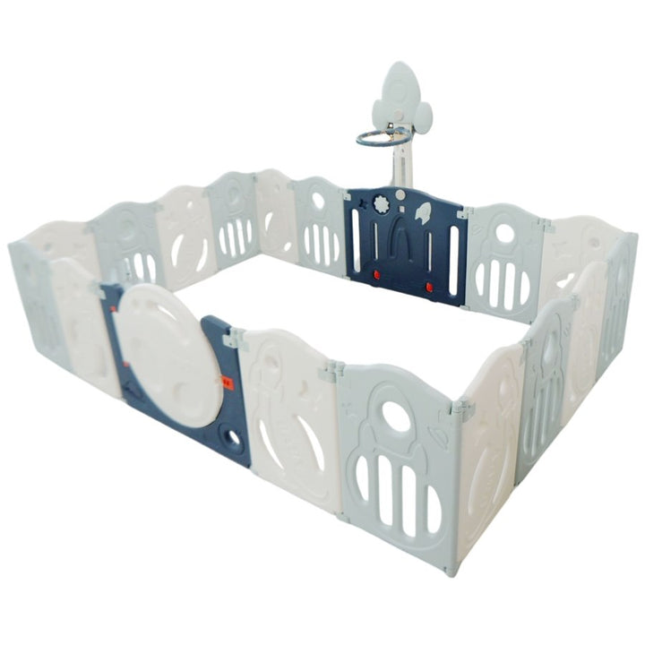 Little Toddlers Foldable Playpen with Basketball Hoop - 200x200x63 cm