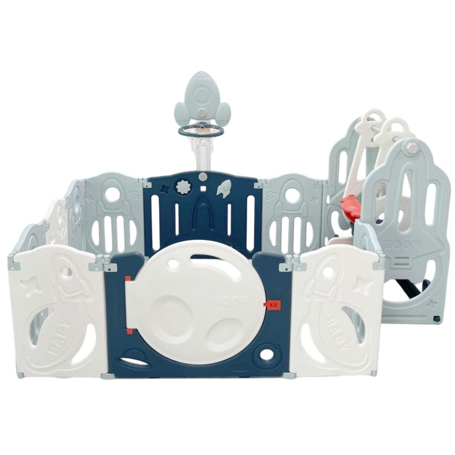 حظيرة لعب قابلة للطي للأطفال الصغار مع حلقة كرة سلة وأرجوحة - 120 × 160 × 63 سم حظيرة لعب قابلة للطي للأطفال الصغار مع حلقة كرة سلة وأرجوحة - 120 × 160 × 63 سم