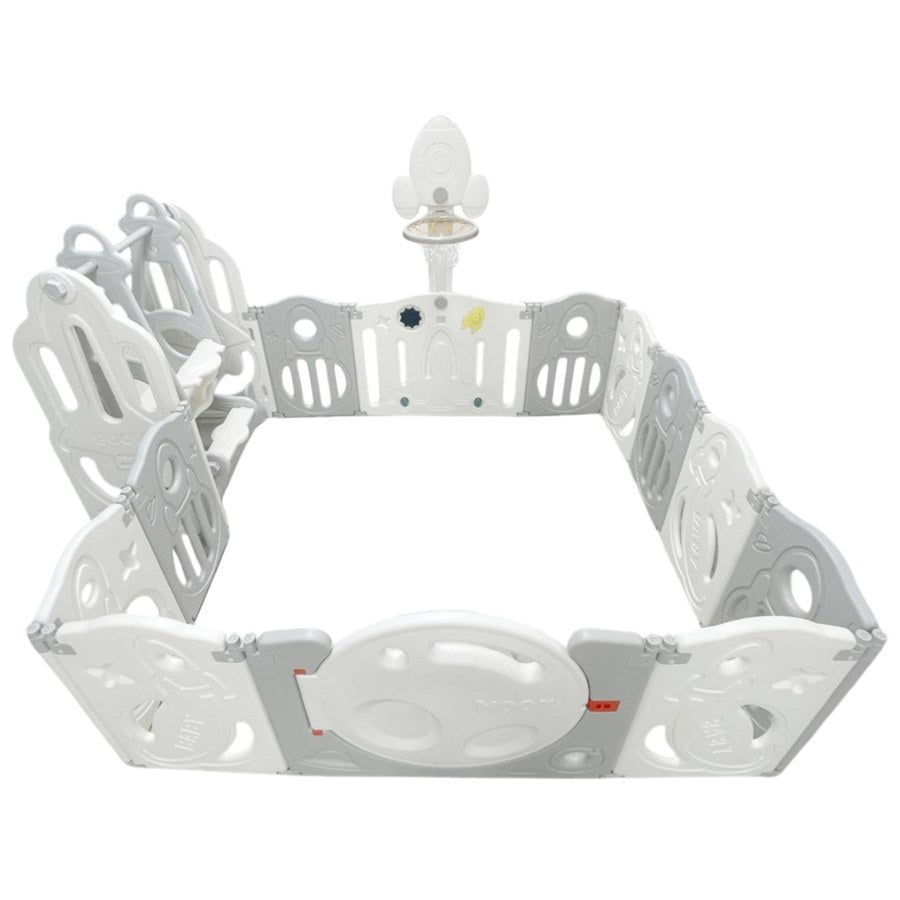 حظيرة لعب قابلة للطي للأطفال الصغار مع حلقة كرة سلة وأرجوحة - 160x160x63 سم حظيرة لعب قابلة للطي للأطفال الصغار مع حلقة كرة سلة وأرجوحة - 160x160x63 سم