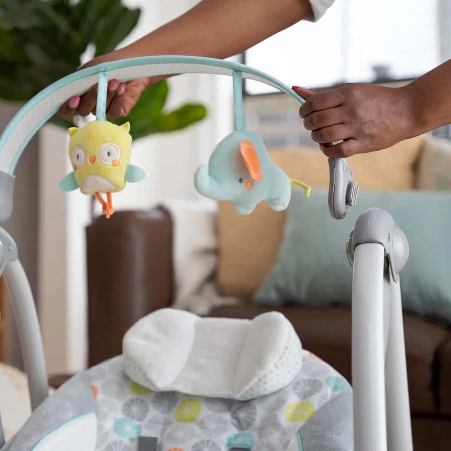 أرجوحة محمولة من Ingenuity Swing 'n Go مع عناق وهتافات أرجوحة محمولة من Ingenuity Swing 'n Go مع عناق وهتافات