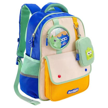 Bonfino Cartoon School Bag with Coin Purse 15 Inch(Blue)