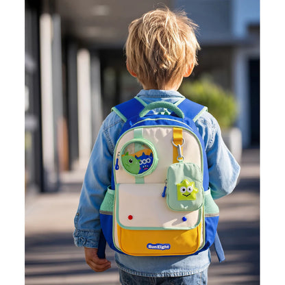 Bonfino Cartoon School Bag with Coin Purse 15 Inch(Blue)