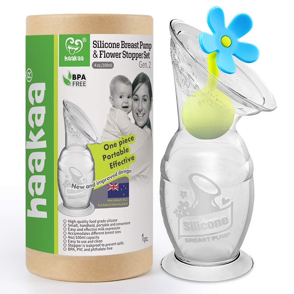 Haakaa - Silicone Breast Pump & Flower Stopper (Blue)