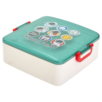 Babyhug Lunch Box Set, Universe and Galaxy Theme 1300ml (White and Green)