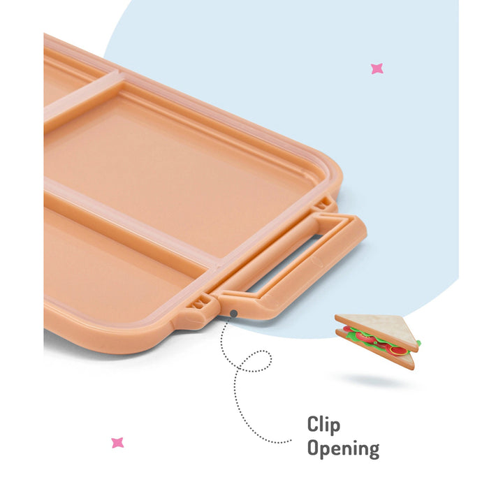 Bonfino Unicorn Food Grade Tritan Bento Lunch Box with Food Jar 1.87L (Peach)