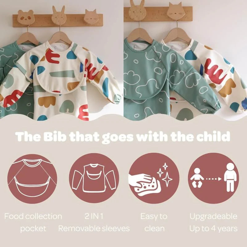 Beaba 2In1 Bib With Removable Sleeves Playful (Multi Color)