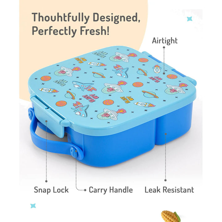 Bonfino Lunch Box Spacecraft Theme 1100ml (Blue)